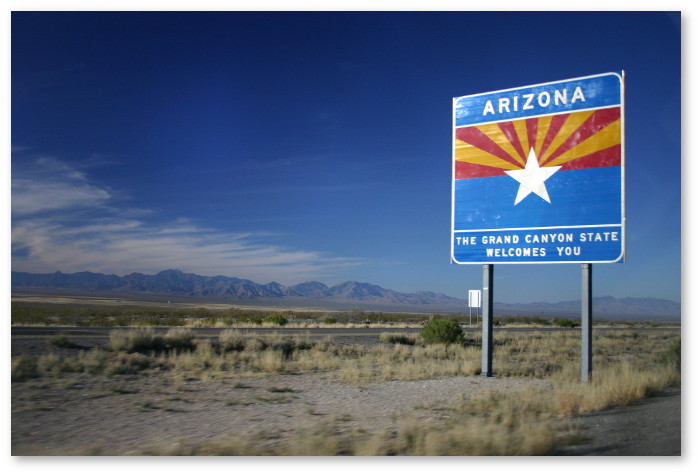 Entering Arizona on I-10 Westbound